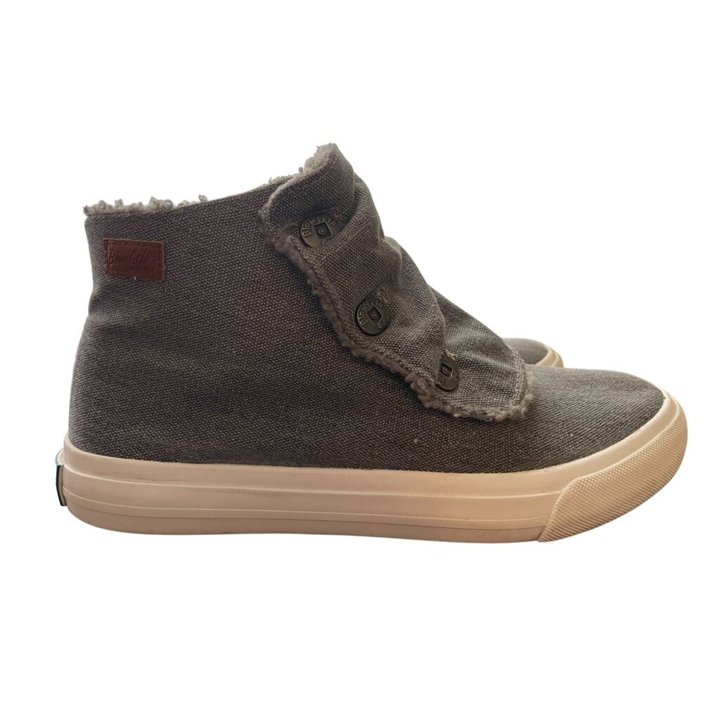 Blowfishβ Malibu Mabbit Zip Up High Top Sneaker bootie Gray slouch button sherpa